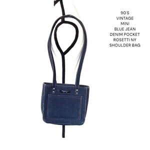 90'S vintage Mini Blue Jeans Denim Pocket Shoulder Rosetti NY bag